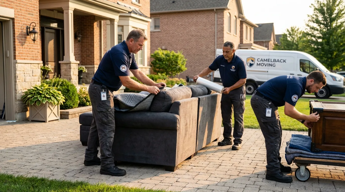 Large estate moving crew wrapping furniture in Newport News, VA