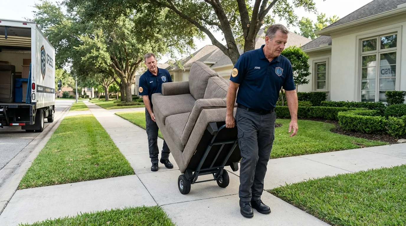 Local residential moving crew loading furniture in Newport News, VA