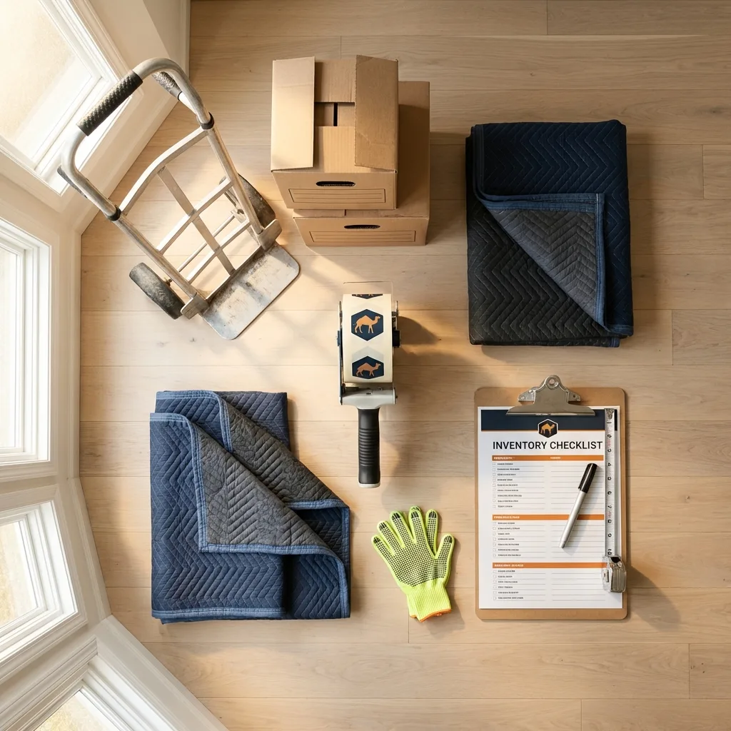 Professional moving supplies and packing materials layout for Newport News residential relocations
